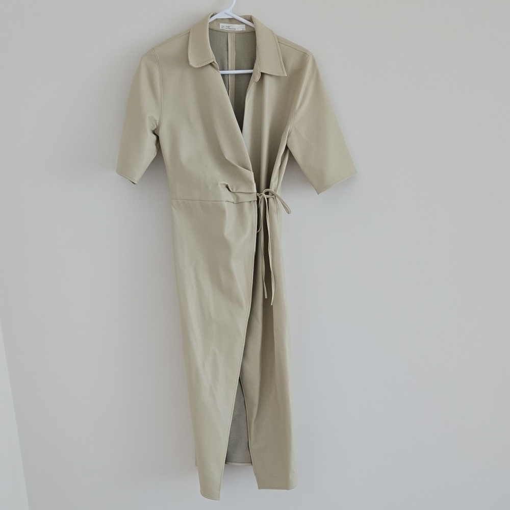 Elegant Beige Wrap Dress